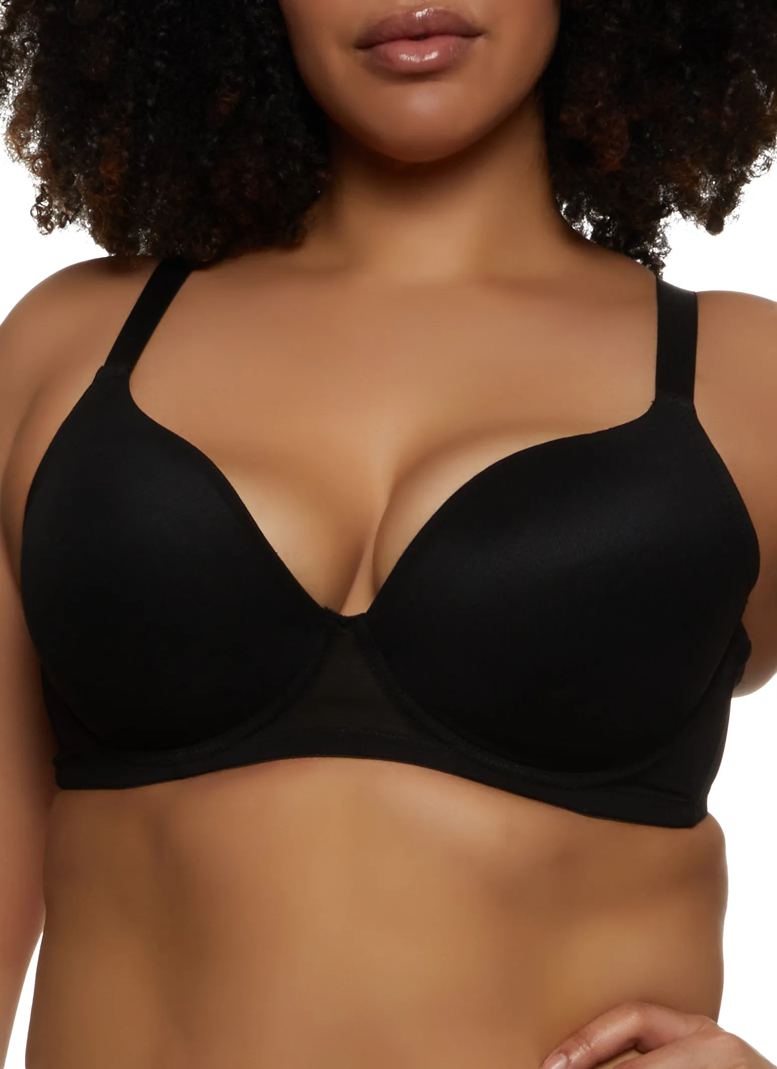 Plus Size Mesh Detail Plunge Bra sold by Rainbow