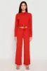 Crepe Knit Drawstring Crop Top and Wide Leg Pants sold by Rainbow