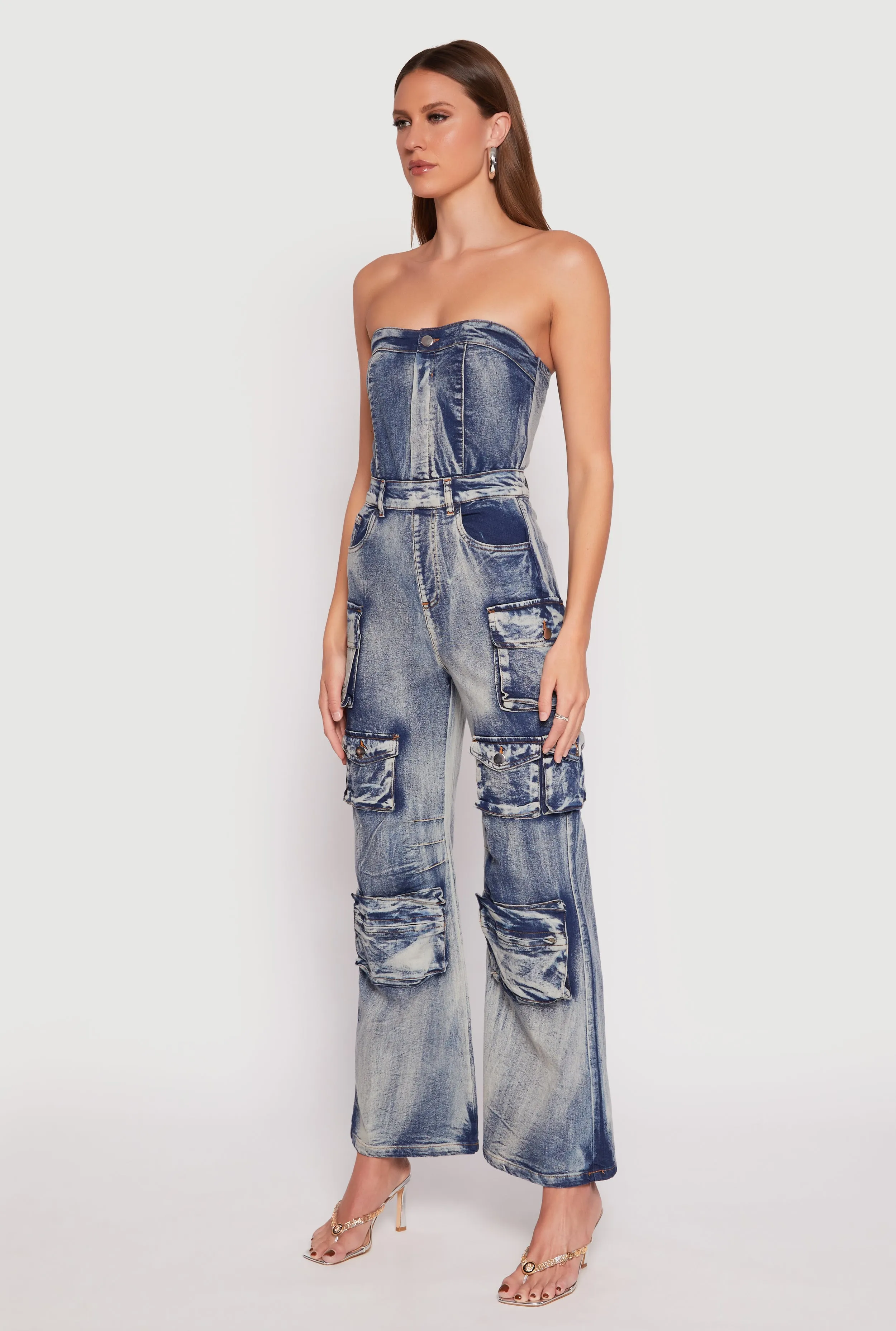 Spoon Jeans Denim Acid Wash Cargo Jumpsuit sold by Rainbow product image thumbnail 2