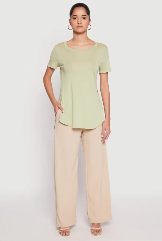 Side Slit High Low Hem Tee sold by Rainbow