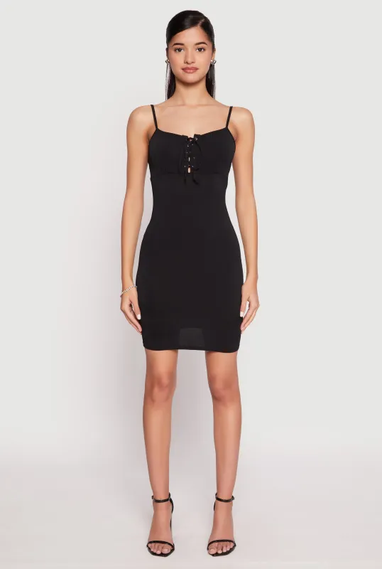 Lace Up Mini Cami Dress sold by Rainbow