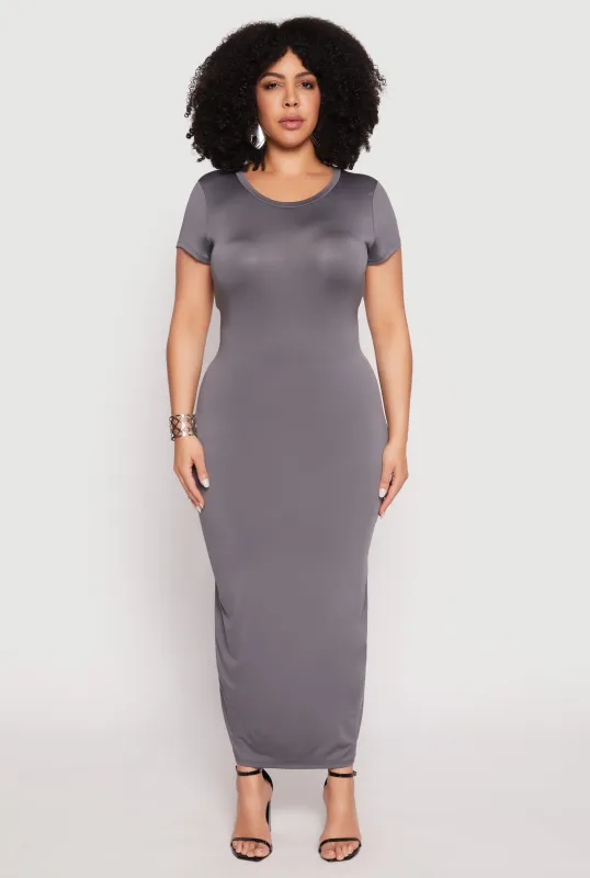 Plus Size Slit Back Maxi Dress sold by Rainbow