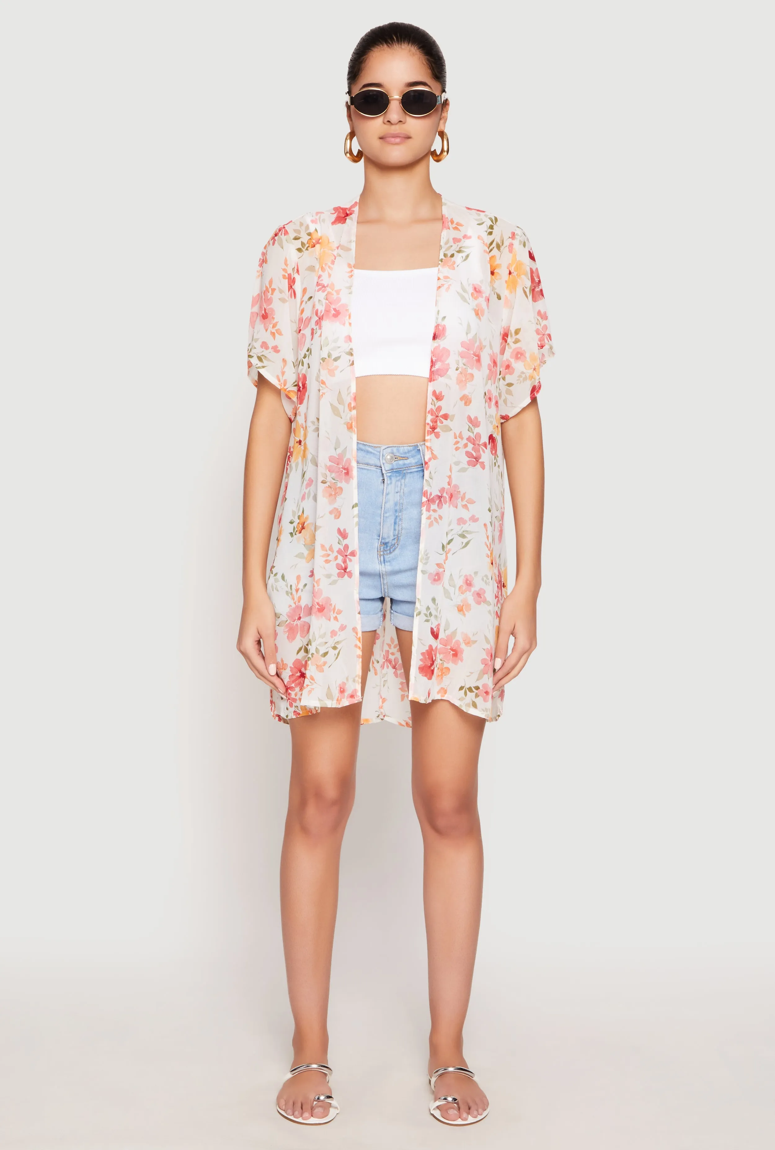 Floral Print Twist Back Kimono sold by Rainbow