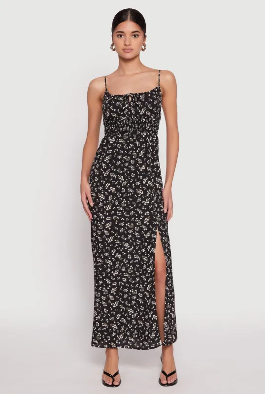 Floral Side Slit Maxi Dress sold by Rainbow