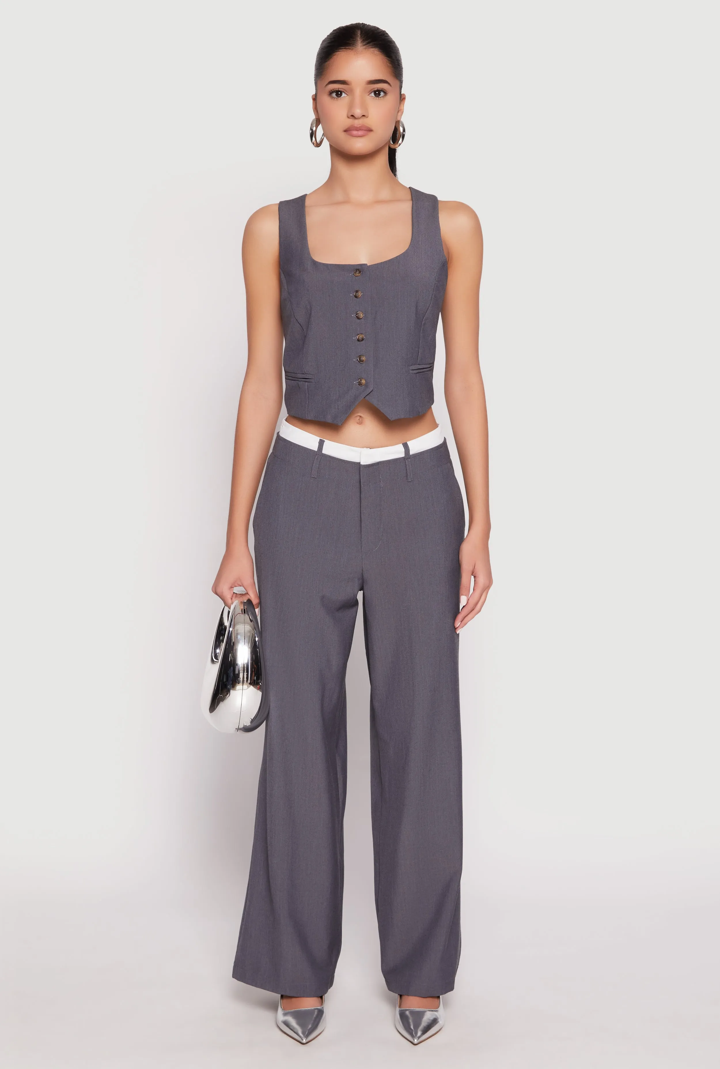 Contrast Waistband Dress Pants sold by Rainbow