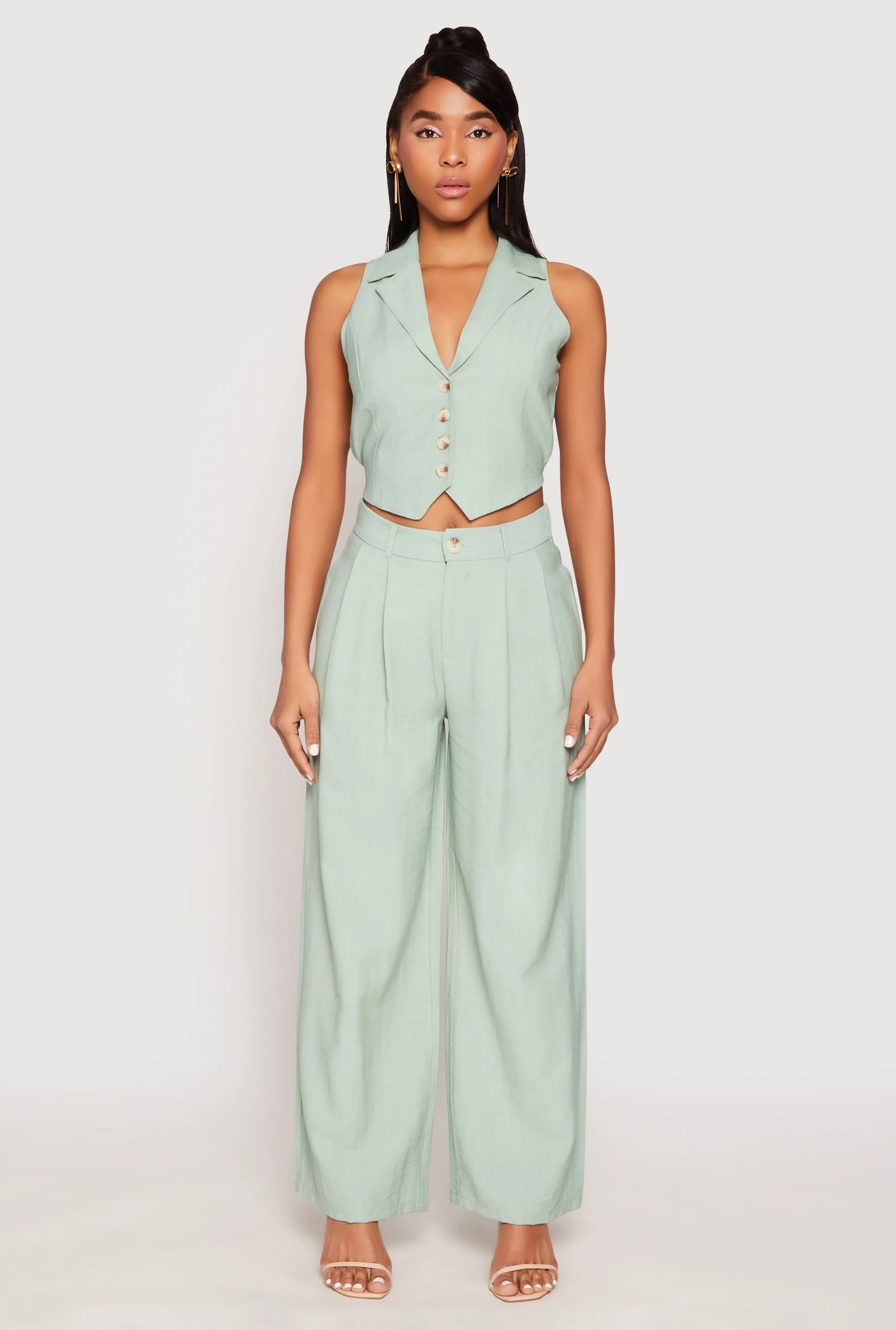 Pinstripe Tie Back Blazer Vest sold by Rainbow product image thumbnail 2