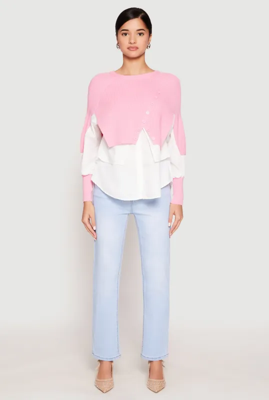 Daisy Asymmetrical Knit Layered Look Top sold by Rainbow