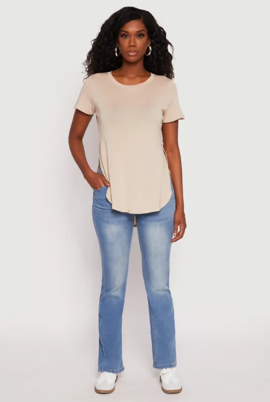 Side Slit High Low Hem Tee sold by Rainbow