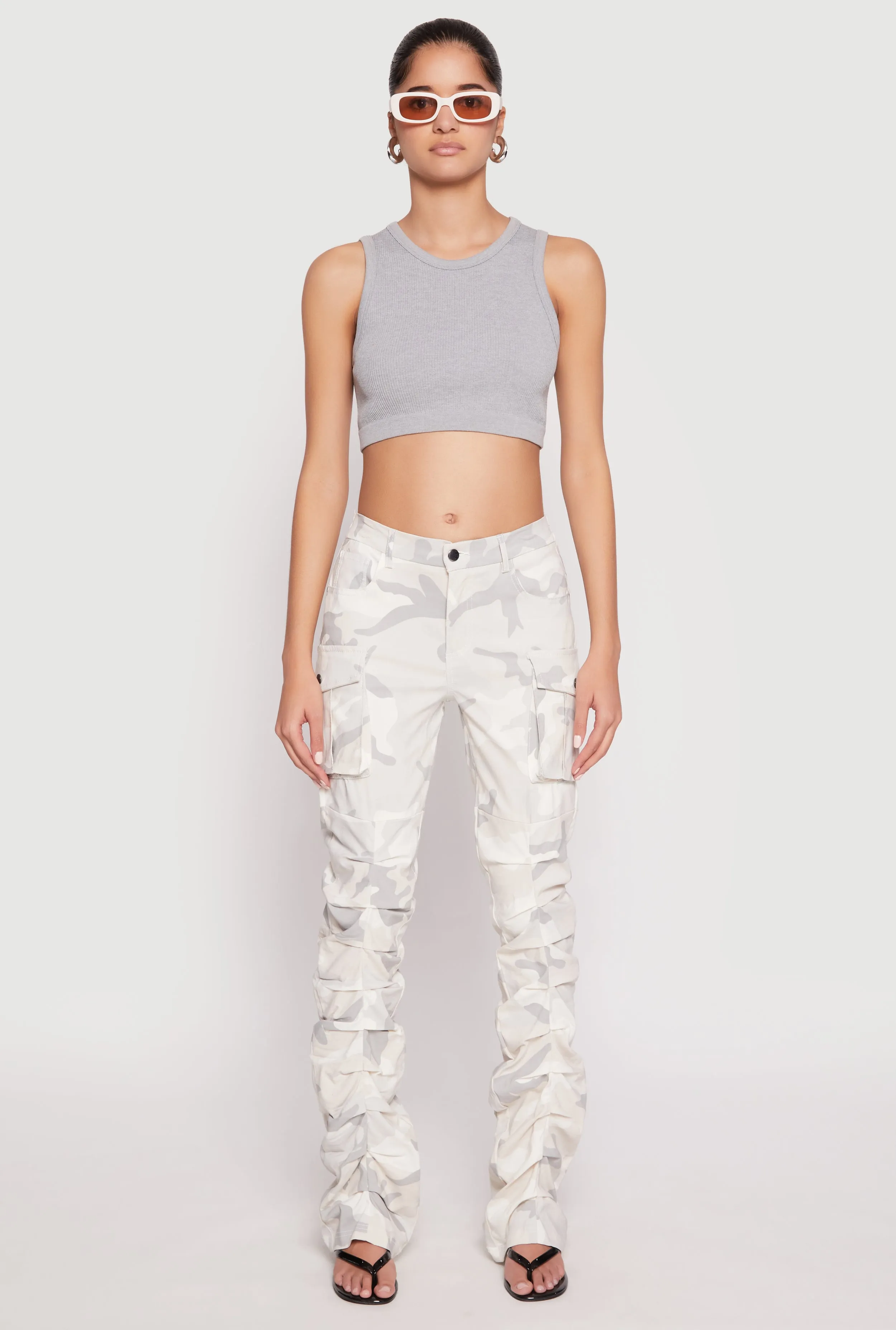 Camouflage Stacked Cargo Pants sold by Rainbow