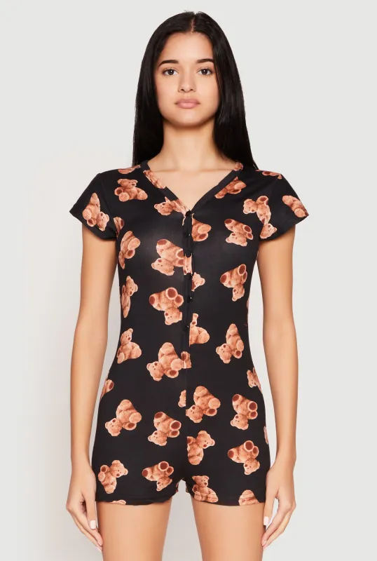 Soft Knit Love You Beary Much Pajama Romper sold by Rainbow