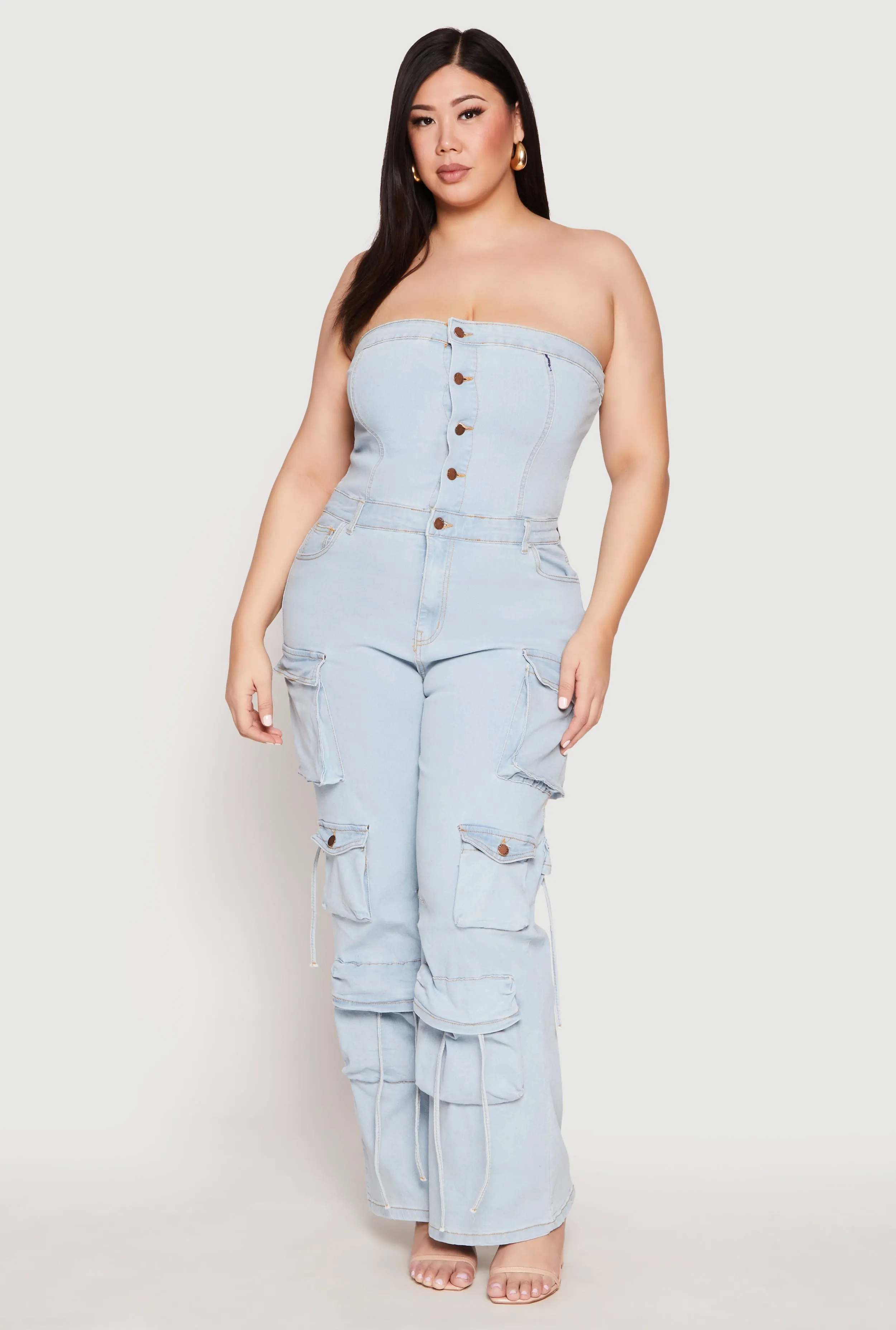 Plus Size Daisy Denim Cargo Jumpsuit sold by Rainbow