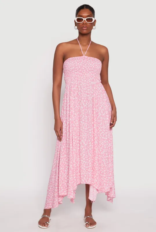 Floral Double Slit Halter Dress sold by Rainbow