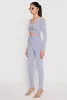 Rib Knit Drawstring Front Ruched Crop Top sold by Rainbow
