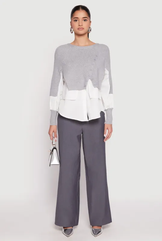 Daisy Asymmetrical Knit Layered Look Top made by Daisy