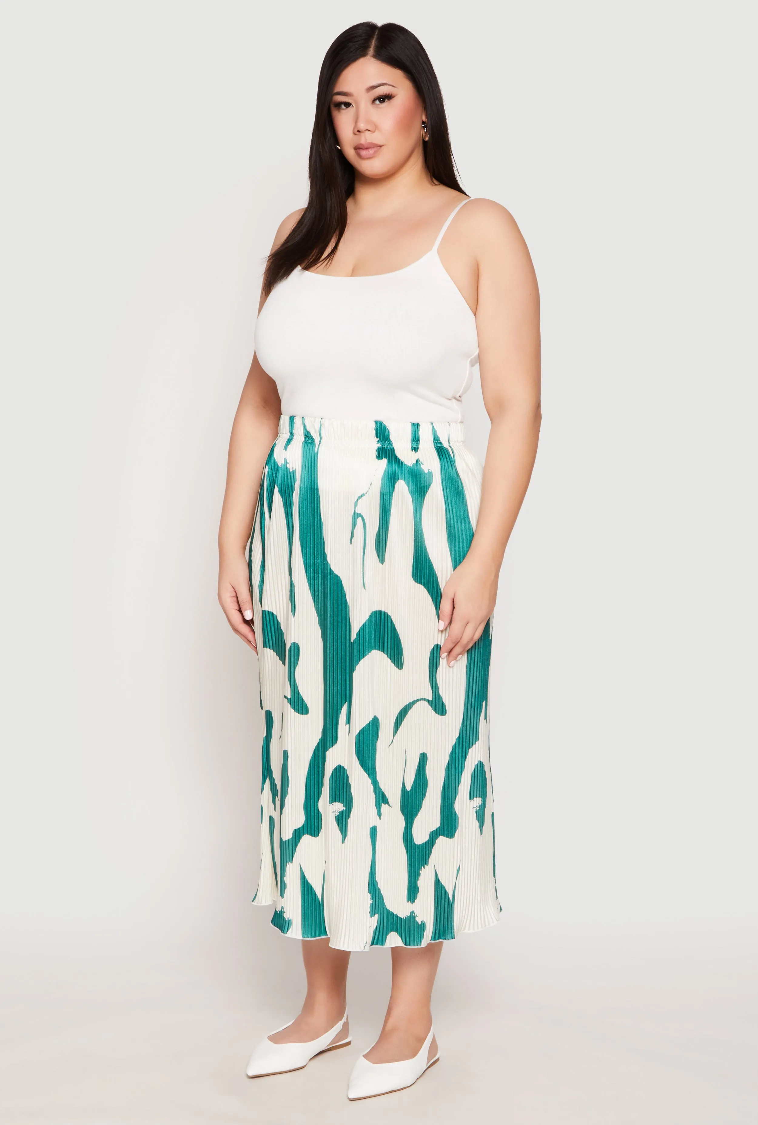 Plus Size Plisse Abstract Print Midi Skirt sold by Rainbow product image thumbnail 2