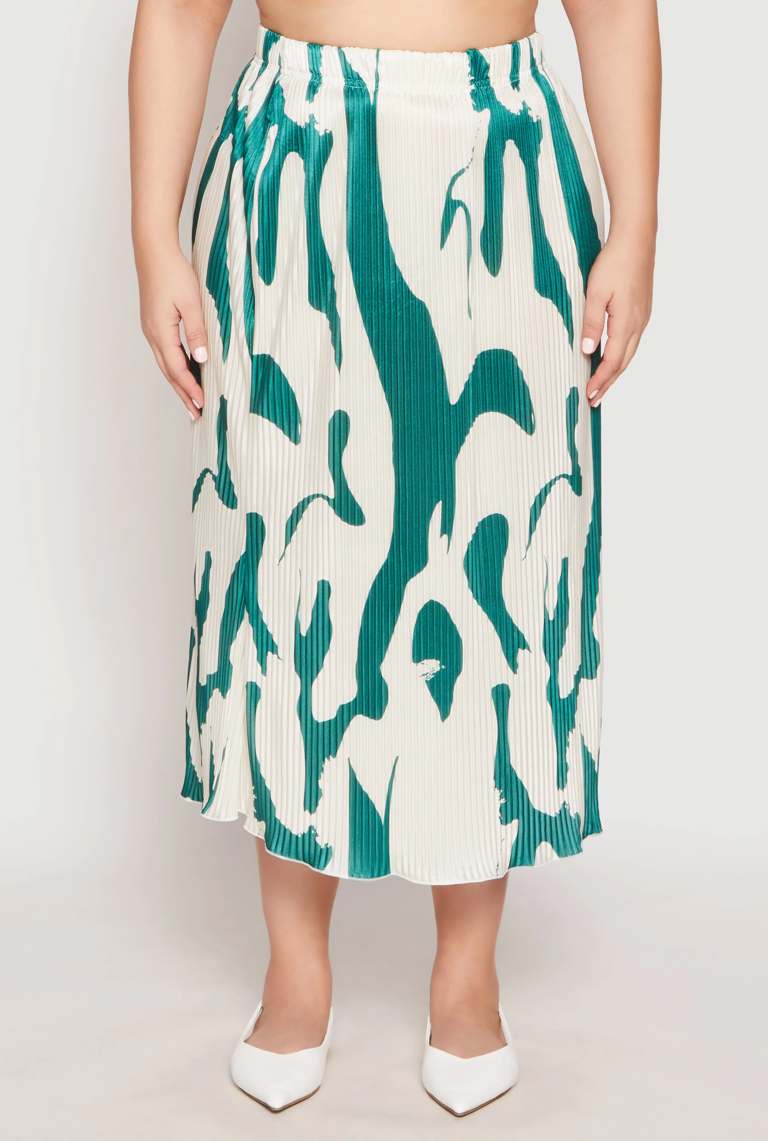 Plus Size Plisse Abstract Print Midi Skirt sold by Rainbow product image thumbnail 3