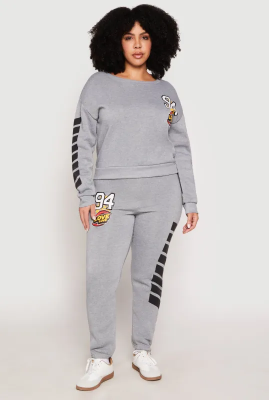 Plus Size 94 Love Graphic Zip Hem Sweatpants sold by Rainbow