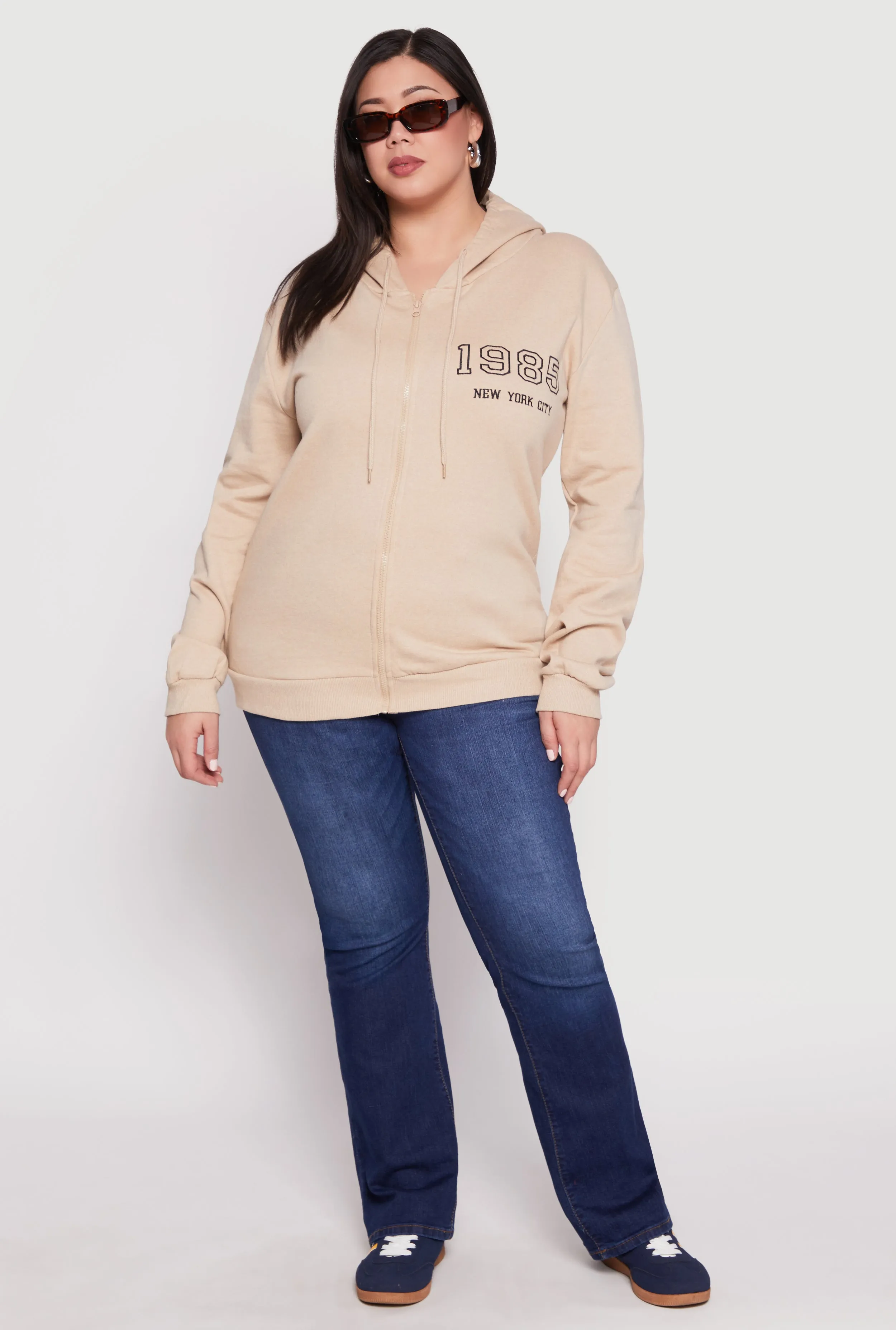 Plus Size 1985 New York City Bear Zip Front Hoodie sold by Rainbow