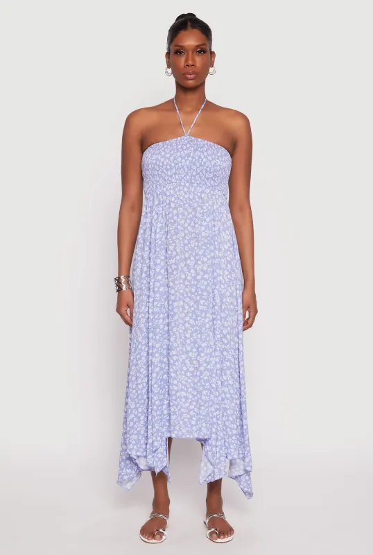 Floral Double Slit Halter Dress sold by Rainbow