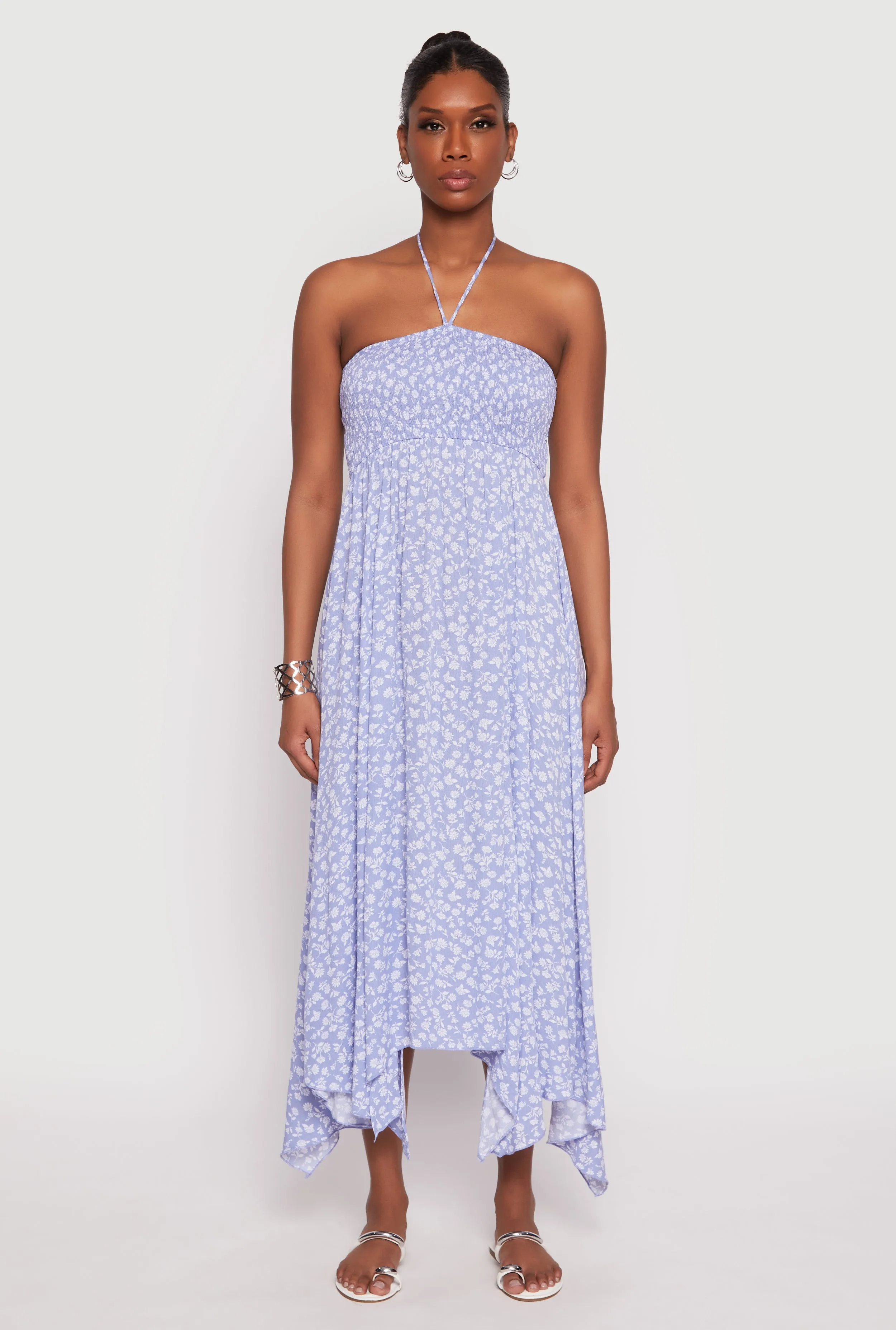 Floral Double Slit Halter Dress sold by Rainbow