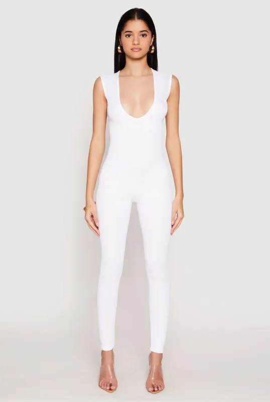 Daisy Seamless Rib Knit Plunge Catsuit sold by Rainbow
