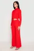 Crepe Knit Drawstring Crop Top and Wide Leg Pants sold by Rainbow
