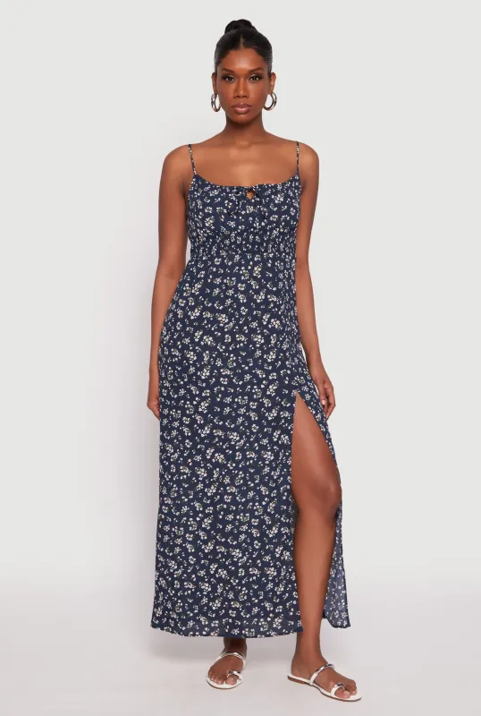 Floral Side Slit Maxi Dress sold by Rainbow