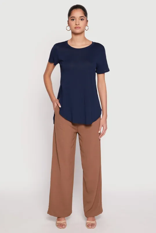 Side Slit High Low Hem Tee sold by Rainbow