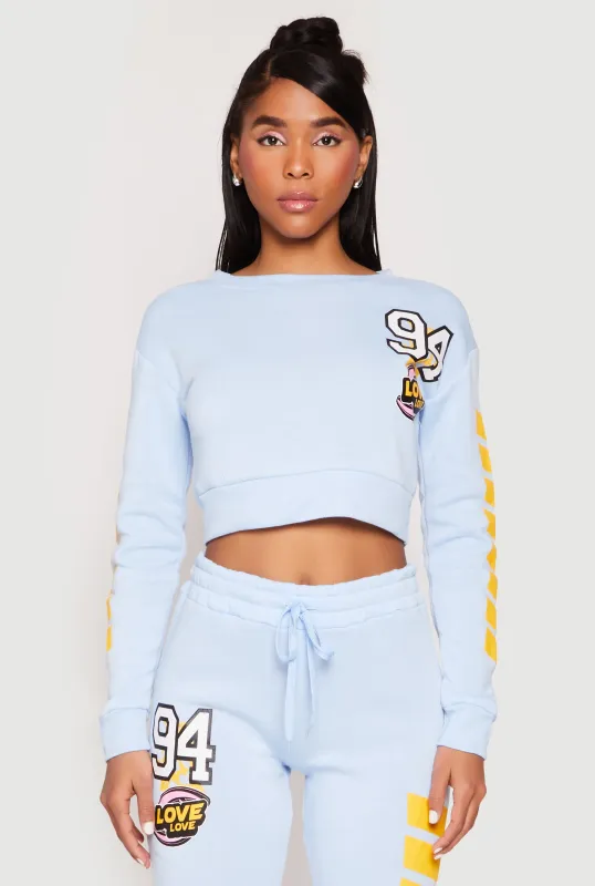 Fleece 94 Love Graphic Cropped Sweatshirt sold by Rainbow