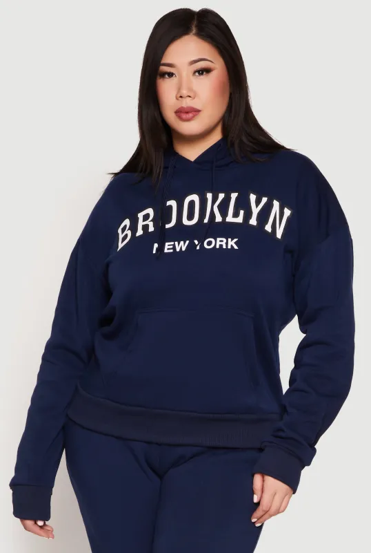 Plus Size Fleece Brooklyn Pullover Hoodie sold by Rainbow