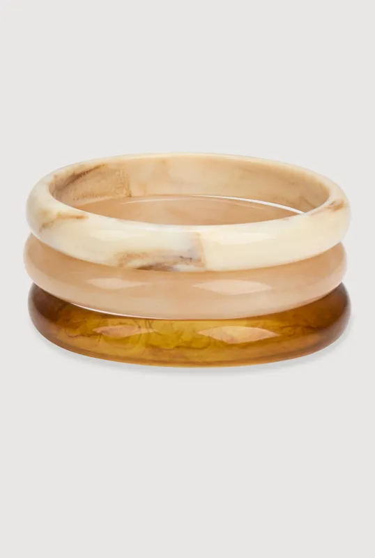 Plus Size Marbled Square Resin Bangle Trio sold by Rainbow