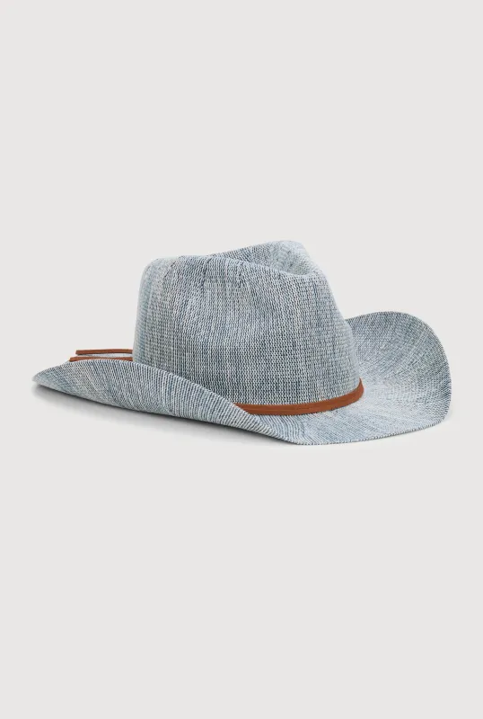 Faux Suede Trim Pinch Front Cowboy Hat sold by Rainbow