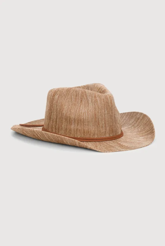 Faux Suede Trim Pinch Front Cowboy Hat sold by Rainbow