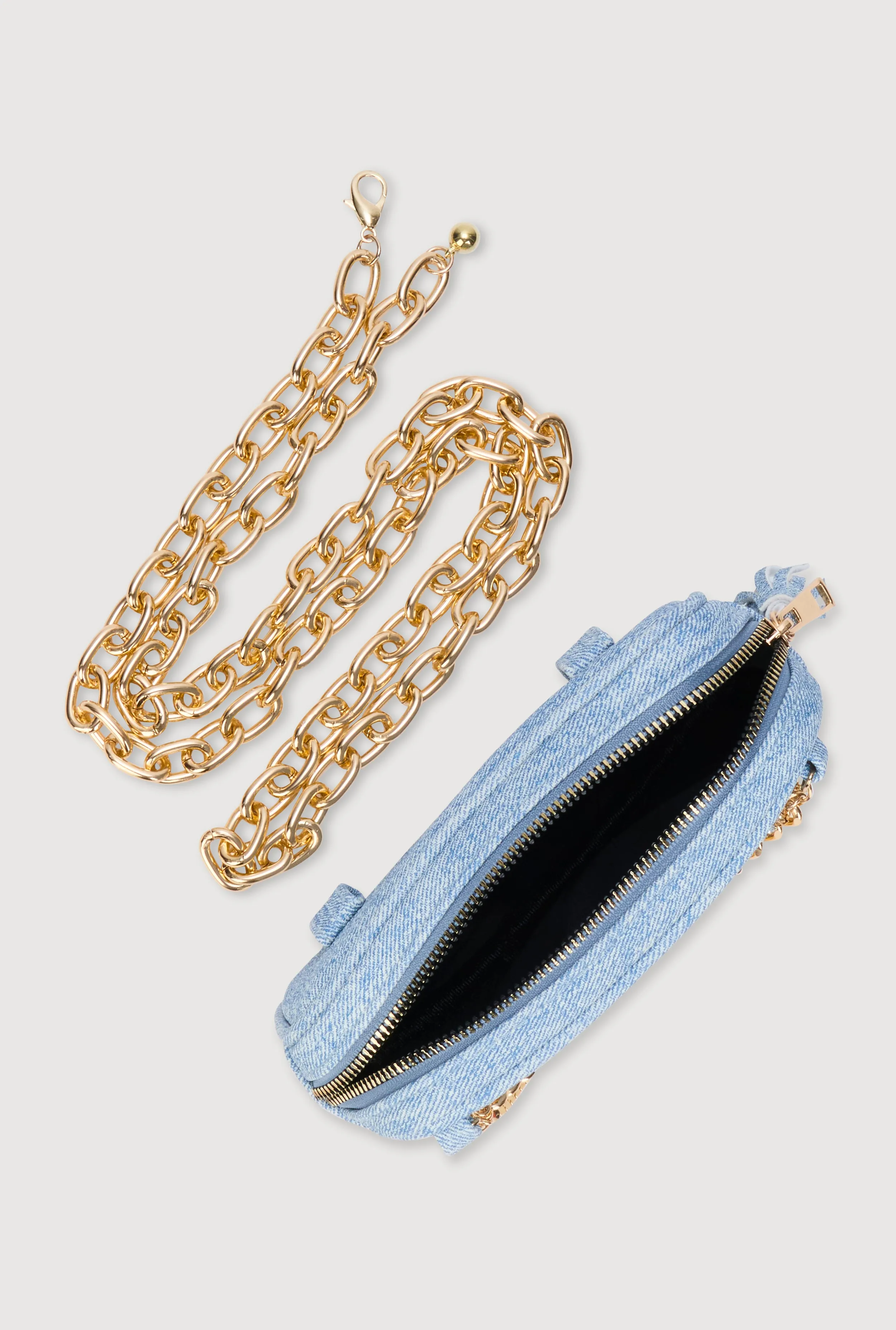 Faux Leather Quilted Layered Chain Belt Bag sold by Rainbow product image thumbnail 5