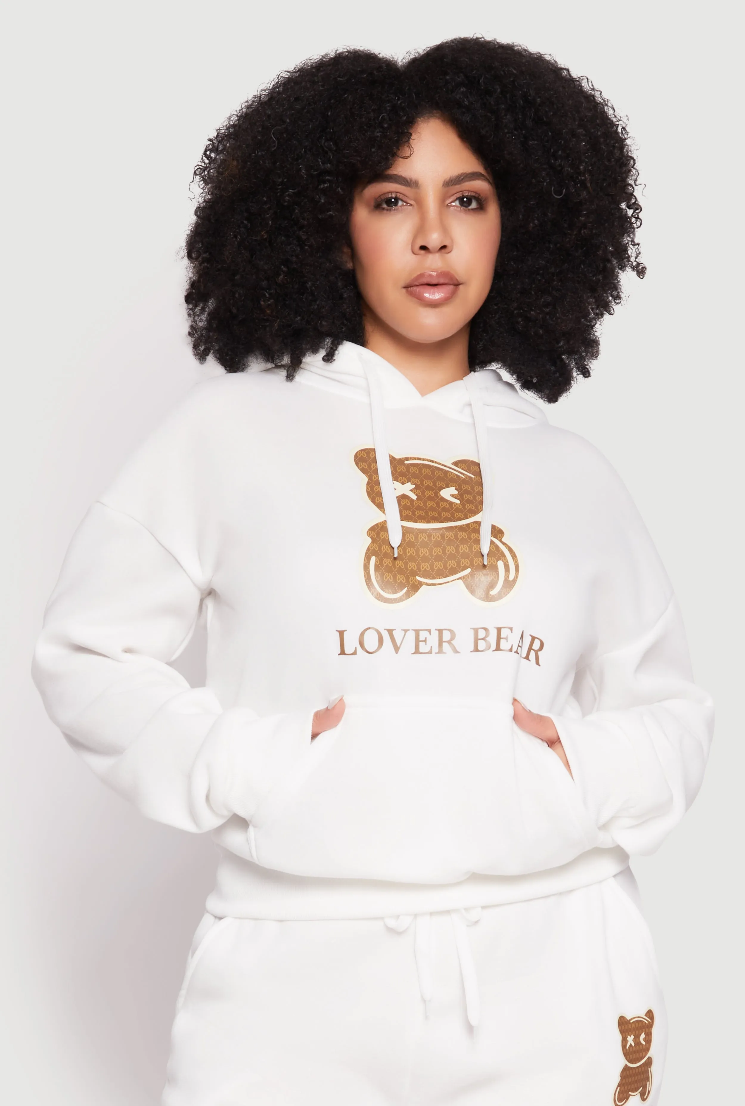 Plus Size Lover Bear Hooded Sweatshirt sold by Rainbow