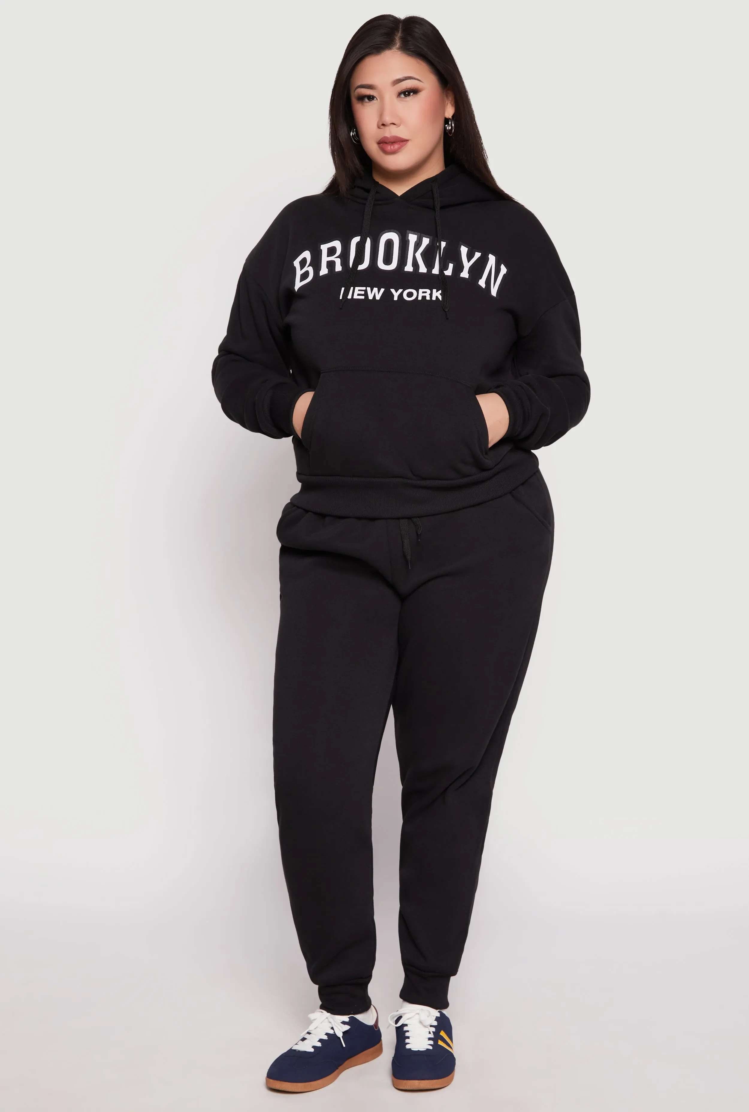 Plus Size Fleece High Waisted Drawstring Joggers sold by Rainbow