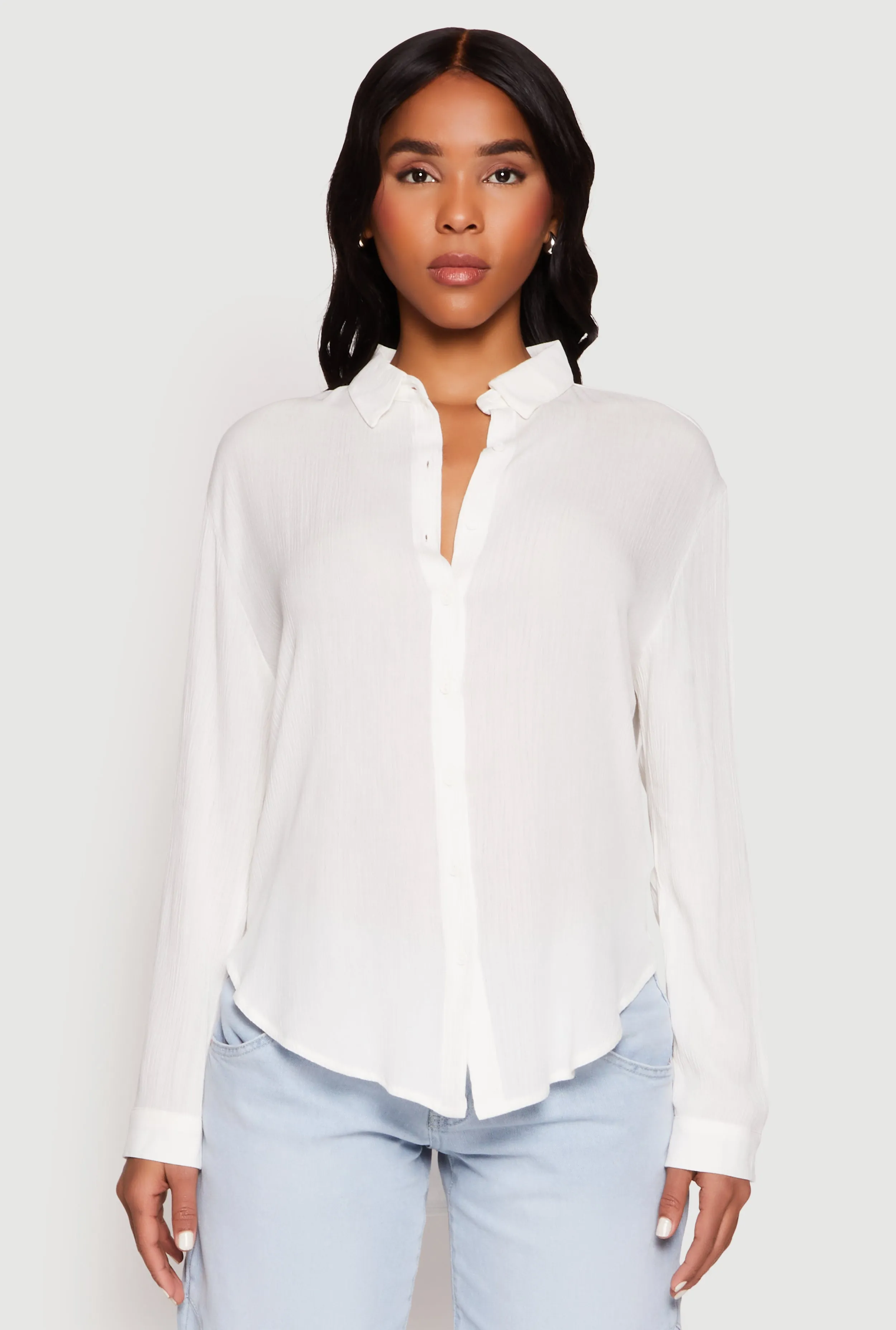 Gauze Knit Twist Back Button Front Shirt sold by Rainbow product image thumbnail 2