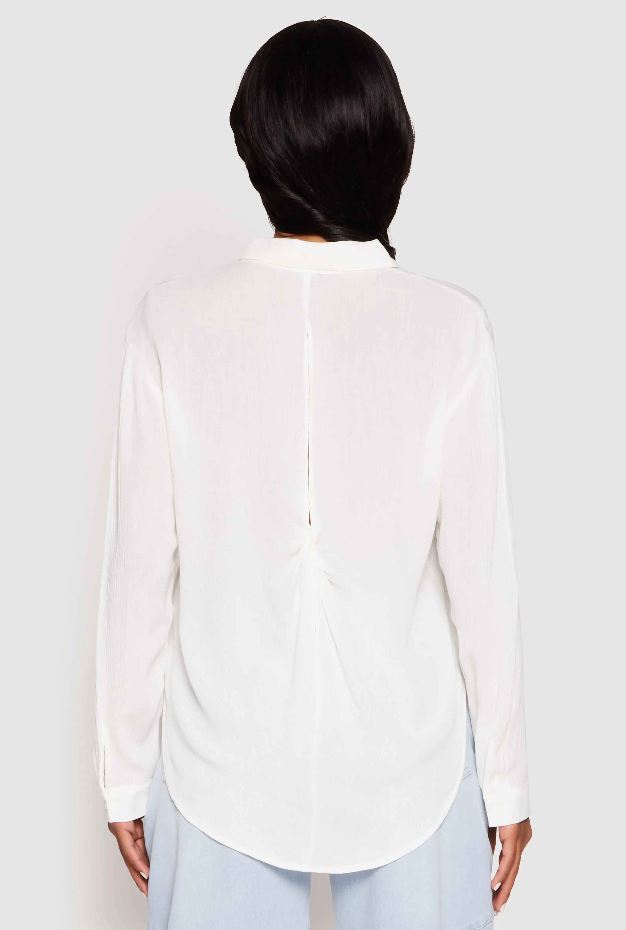 Gauze Knit Twist Back Button Front Shirt sold by Rainbow product image thumbnail 5
