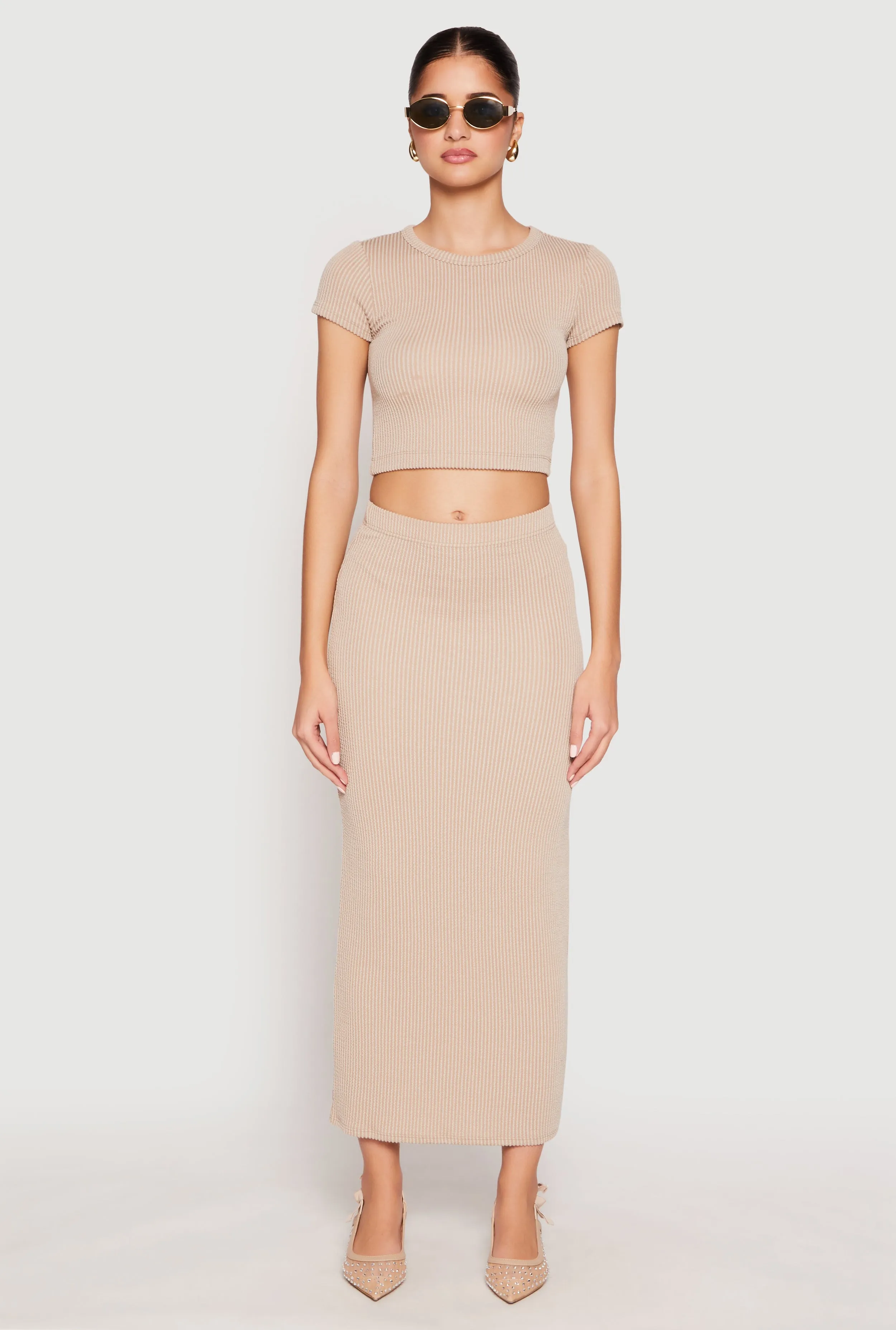 Almost Famous Ribbed Knit Maxi Skirt sold by Rainbow