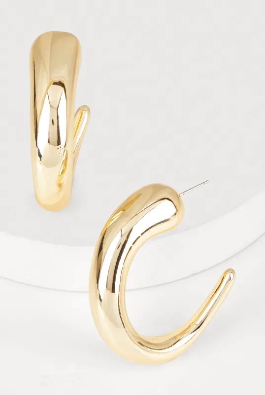 Metallic Chunky Hoop Earrings sold by Rainbow