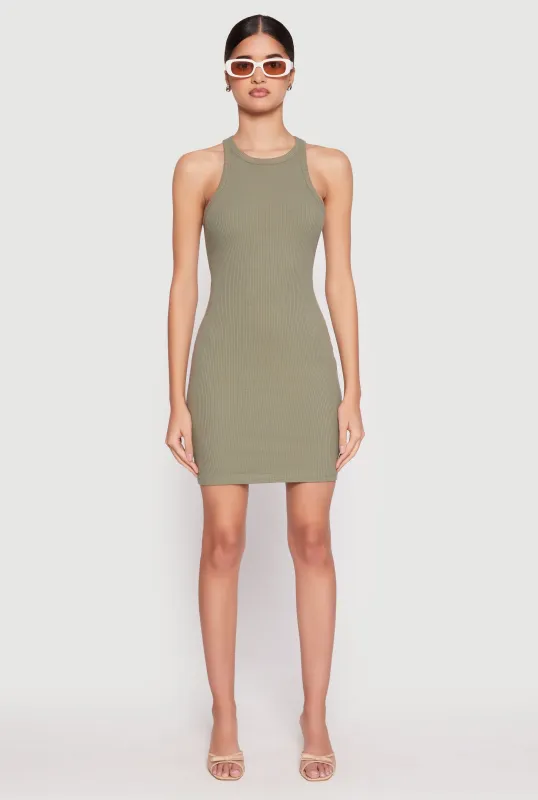 Crew Neck Mini Racerback Tank Dress sold by Rainbow