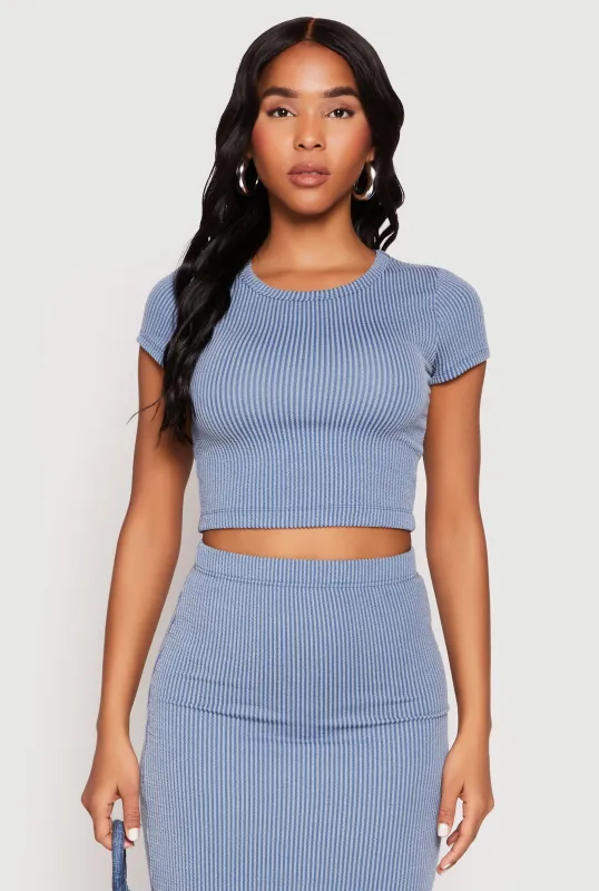 Almost Famous Ribbed Knit Short Sleeve Top sold by Rainbow