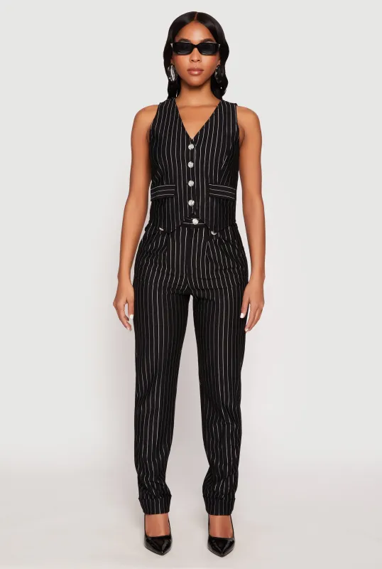 Ponte Pinstripe Fixed Cuff Dress Pants sold by Rainbow