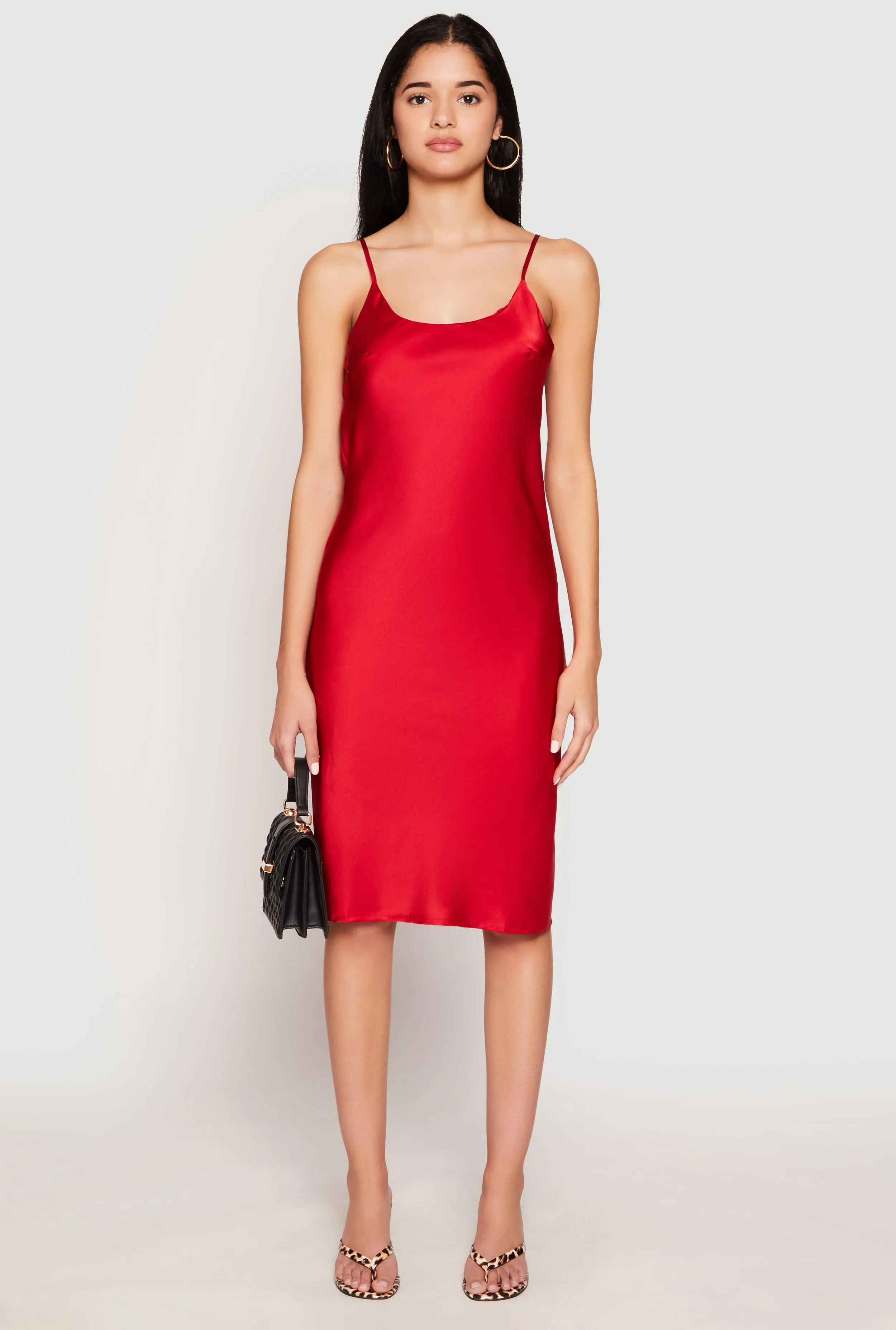 Satin Side Slit Cami Slip Dress sold by Rainbow