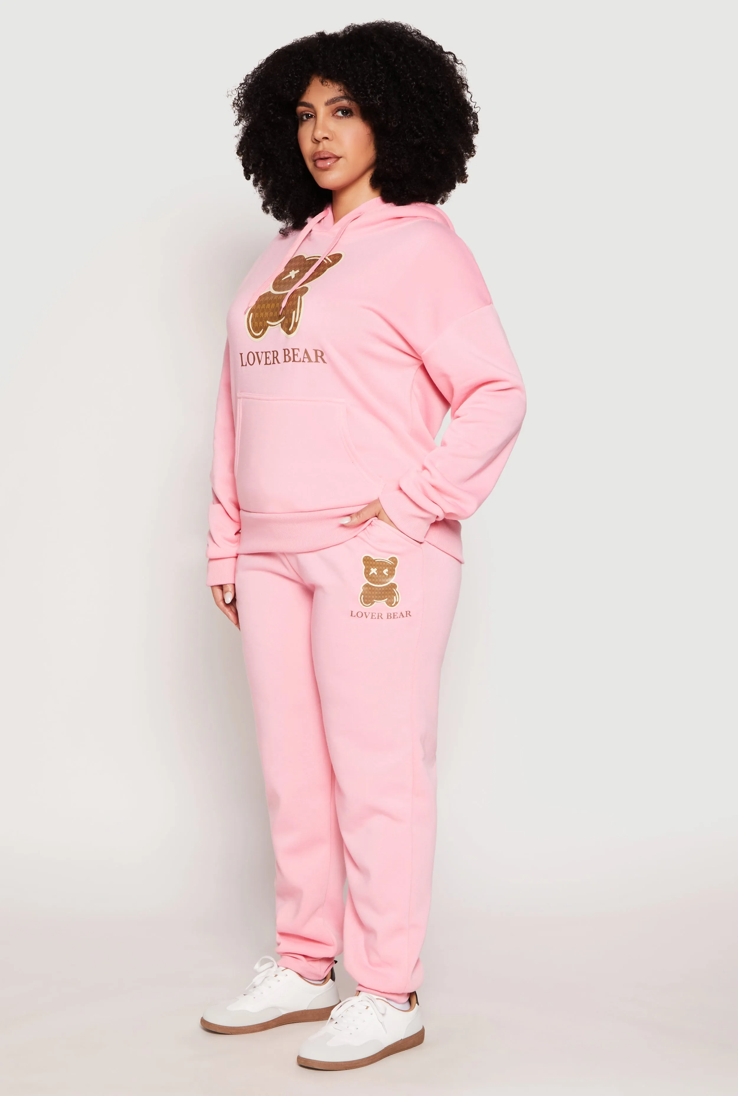 Plus Size Lover Bear Hooded Sweatshirt sold by Rainbow product image thumbnail 3