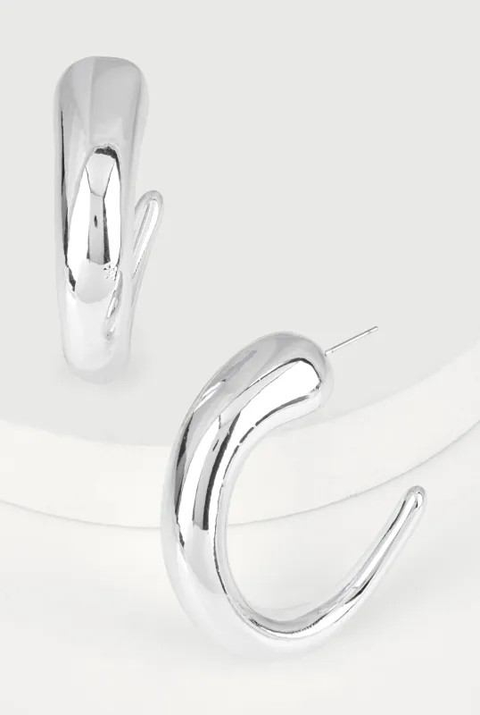 Metallic Chunky Hoop Earrings sold by Rainbow
