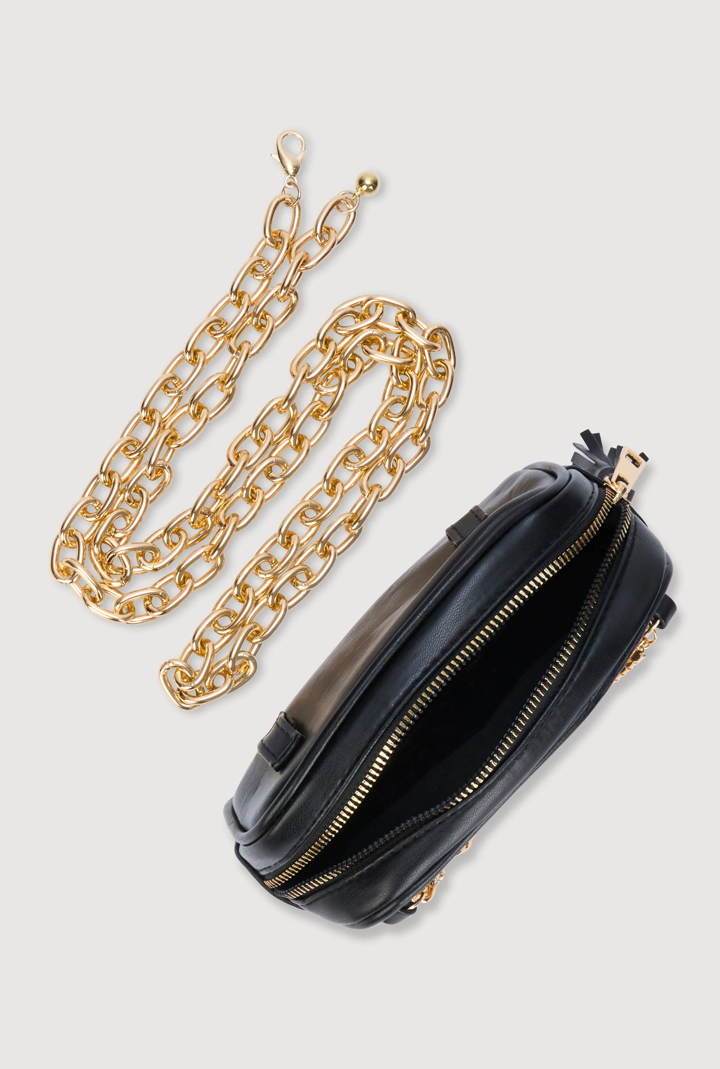 Faux Leather Quilted Layered Chain Belt Bag sold by Rainbow product image thumbnail 5