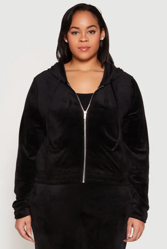 Plus Size Iris Velour Cropped Hooded Sweatshirt sold by Rainbow