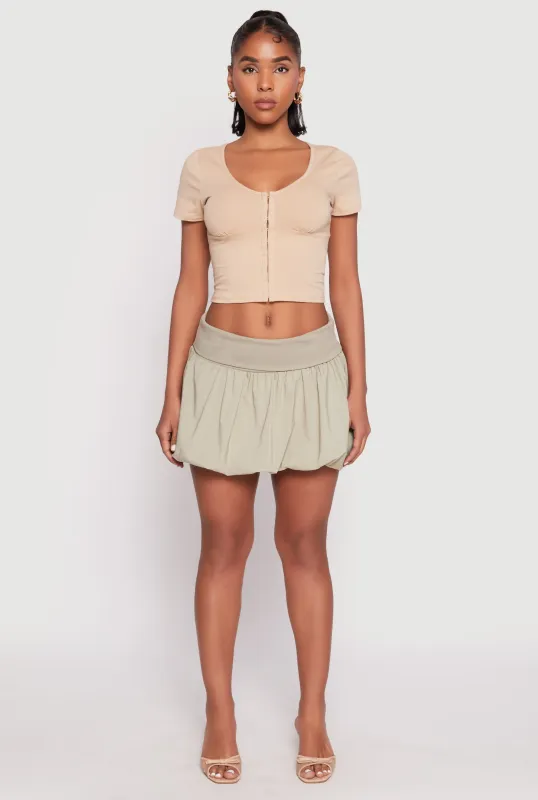 Almost Famous Fold Over Waist Mini Bubble Skirt sold by Rainbow