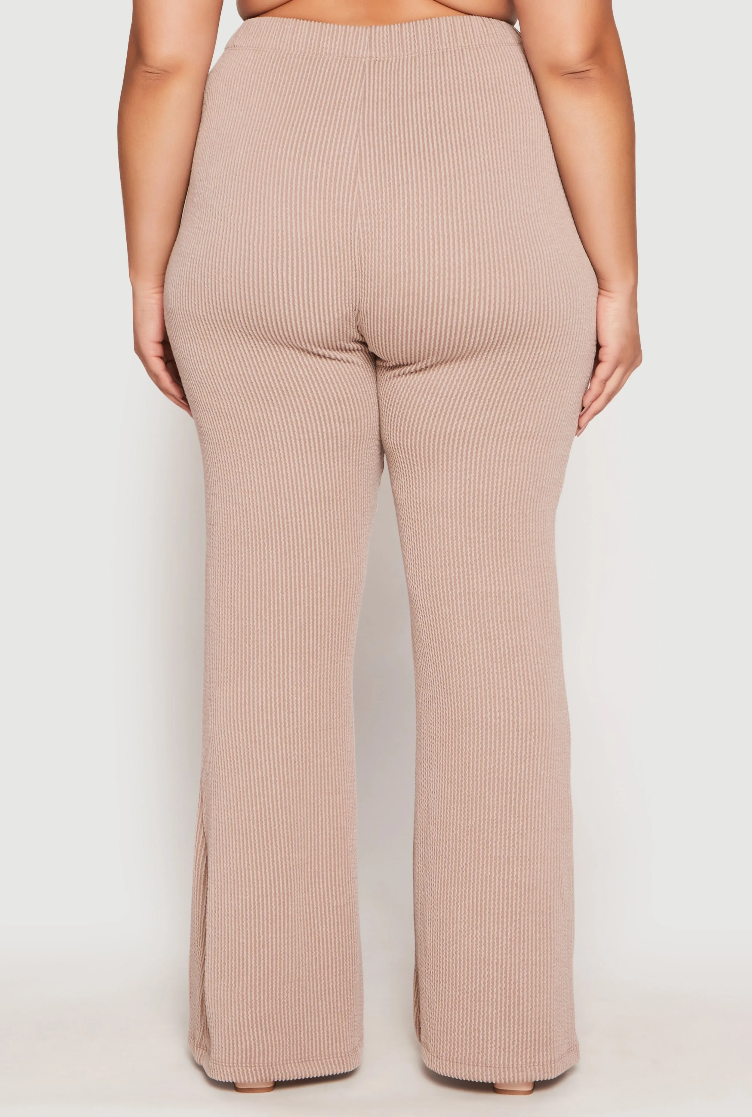 Plus Size Ribbed Knit High Waist Flare Pants sold by Rainbow product image thumbnail 3